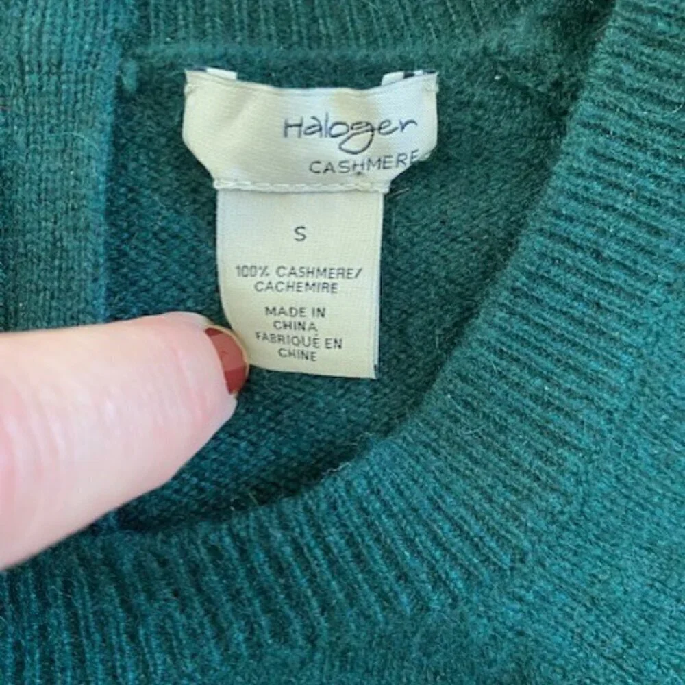 HALOGEN 100% Cashmere Oversized Sweater Hunter Green Small